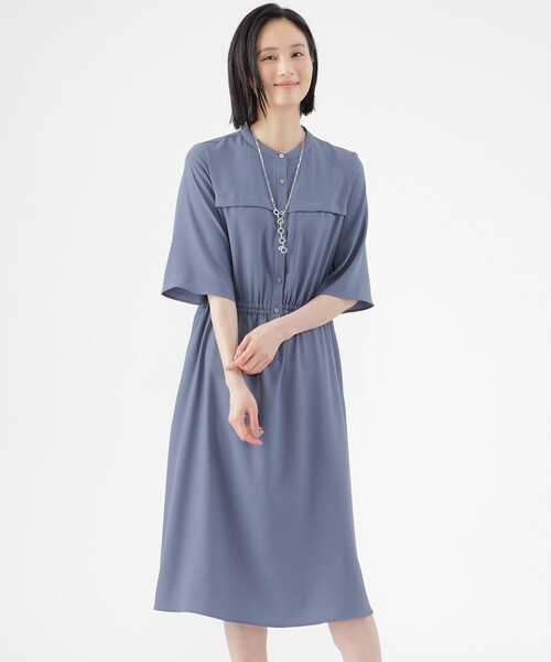 【セール】【接触冷感】【ウォッシャブル】ノルディスバックサテンシャツワンピース（ワンピース）｜TRANS WORK（トランスワーク）