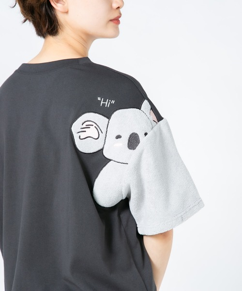 JEANS MATE（ジーンズメイト）の「【LIVERY/ライブリー】　猫 パンダ コアラ 半袖Tシャツ　アニマルシリーズ（Tシャツ/カットソー・レディース・ブラック/ミント/オフホワイト・FREE）」の2枚目の写真