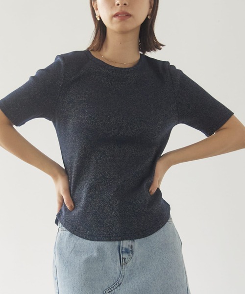 コヒナ　コンパクトラメテレコトップス コンパクトラメテレコトップス【低身長・小柄女性】（Tシャツ
