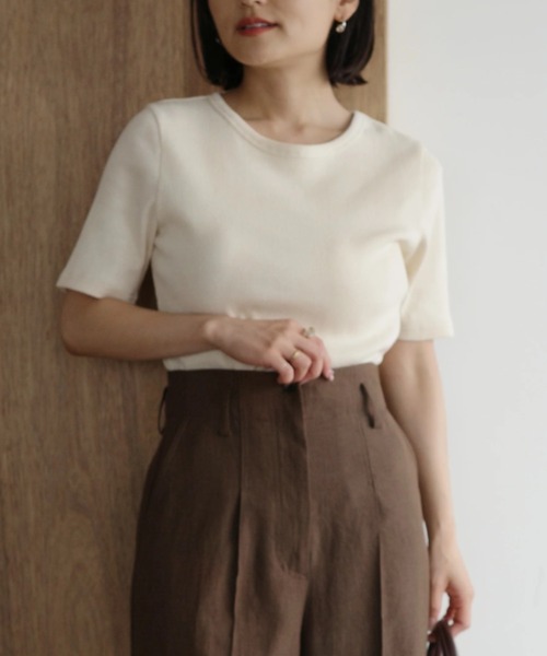 tシャツ コンパクトラメテレコトップス「低身長・小柄女性」 レディース STRATA tシャツ コンパクトラメテレコトップス「低身長・小柄