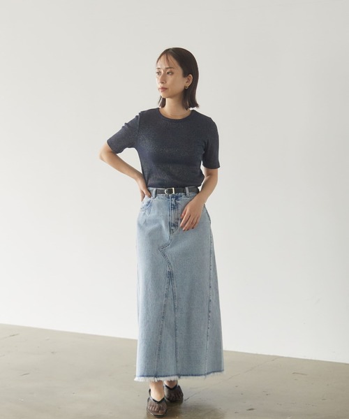 コヒナ　コンパクトラメテレコトップス コンパクトラメテレコトップス【低身長・小柄女性】（Tシャツ