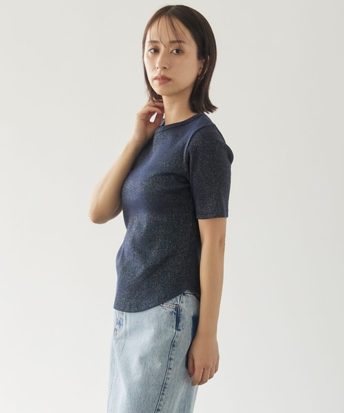 STRATA(エストラータ)の「コンパクトラメテレコトップス【低身長・小柄女性】(Tシャツ/カットソー・レディース・ネイビー/カーキ/アイボリー・ONE SIZE)」の17枚目の写真