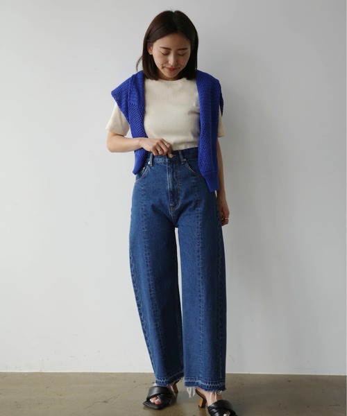 STRATA(エストラータ)の「コンパクトラメテレコトップス【低身長・小柄女性】(Tシャツ/カットソー・レディース・ネイビー/カーキ/アイボリー・ONE SIZE)」の21枚目の写真
