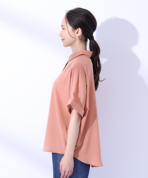 SHOO・LA・RUE（シューラルー）の「◆【洗える/プチプラ/無理せずキレイ】オンにもオフにも ドルマンスリーブ前開きシャツ（シャツ/ブラウス・レディース・ネイビー/ライトグレー/ベビーピンク・03/02/04）」の9枚目の写真