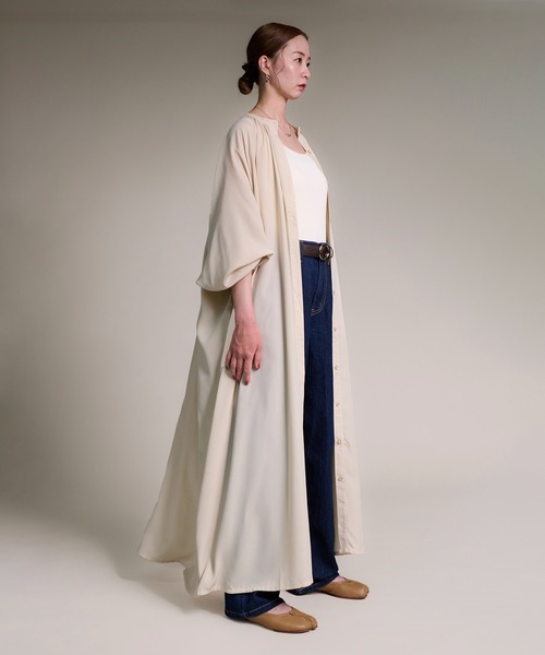 folka（フォルカ）の「２WAY ロング シアーシャツ ワンピース  ポケット付 長袖（ワンピース・レディース・ナチュラル/ライトグレー・FREE）」の12枚目の写真