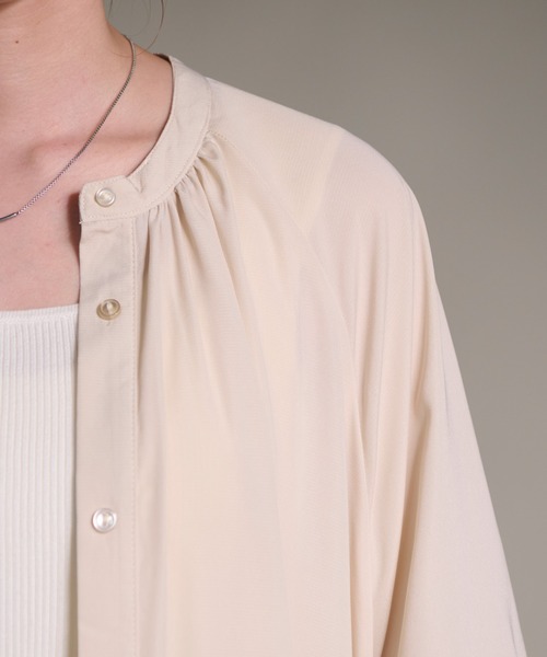 folka（フォルカ）の「２WAY ロング シアーシャツ ワンピース  ポケット付 長袖（ワンピース・レディース・ナチュラル/ライトグレー・FREE）」の16枚目の写真