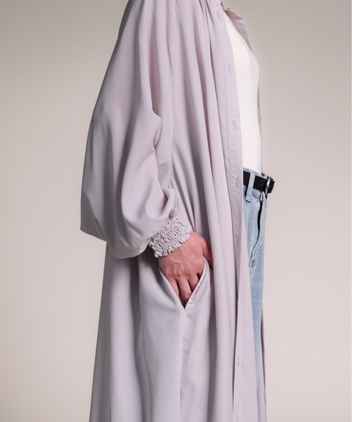 folka（フォルカ）の「２WAY ロング シアーシャツ ワンピース  ポケット付 長袖（ワンピース・レディース・ナチュラル/ライトグレー・FREE）」の21枚目の写真