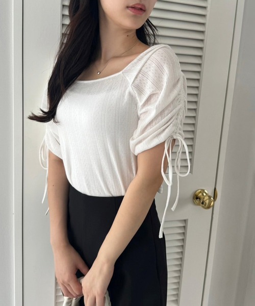 one after another NICE CLAUP(ワンアフターアナザーナイスクラップ)の「ドロストカラフルT/WEB限定(Tシャツ/カットソー・レディース・サックスブルー/アイボリー/オフホワイト/イエロー/ピンク・FREE)」の7枚目の写真