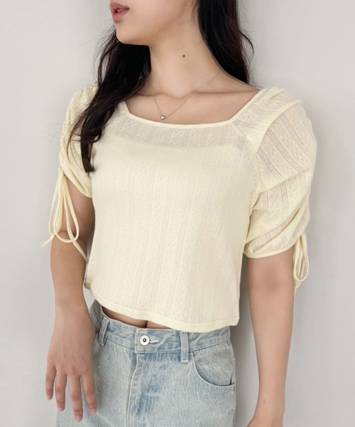 one after another NICE CLAUP(ワンアフターアナザーナイスクラップ)の「ドロストカラフルT/WEB限定(Tシャツ/カットソー・レディース・サックスブルー/アイボリー/オフホワイト/イエロー/ピンク・FREE)」の10枚目の写真