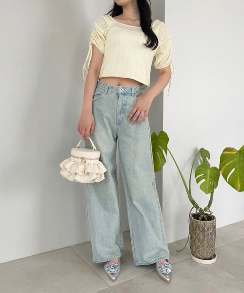 one after another NICE CLAUP(ワンアフターアナザーナイスクラップ)の「ドロストカラフルT/WEB限定(Tシャツ/カットソー・レディース・サックスブルー/アイボリー/オフホワイト/イエロー/ピンク・FREE)」の13枚目の写真