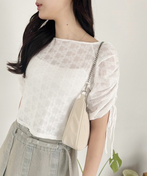 one after another NICE CLAUP(ワンアフターアナザーナイスクラップ)の「ドロストカラフルT/WEB限定(Tシャツ/カットソー・レディース・サックスブルー/アイボリー/オフホワイト/イエロー/ピンク・FREE)」の14枚目の写真