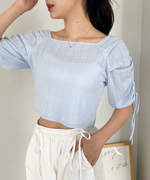 one after another NICE CLAUP(ワンアフターアナザーナイスクラップ)の「ドロストカラフルT/WEB限定(Tシャツ/カットソー・レディース・サックスブルー/アイボリー/オフホワイト/イエロー/ピンク・FREE)」の19枚目の写真