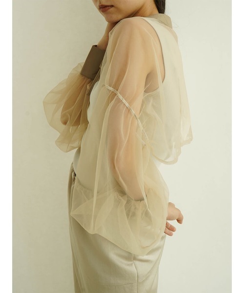 FIKA.(フィーカ)の「Ribbon tulle bolero(その他トップス・レディース・ブラック/ベージュ・FREE)」の4枚目の写真