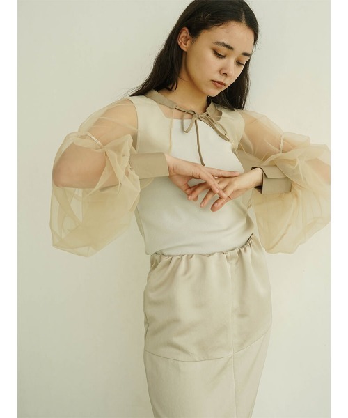 FIKA.(フィーカ)の「Ribbon tulle bolero(その他トップス・レディース・ブラック/ベージュ・FREE)」の5枚目の写真