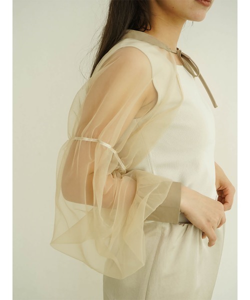 FIKA.(フィーカ)の「Ribbon tulle bolero(その他トップス・レディース・ブラック/ベージュ・FREE)」の6枚目の写真