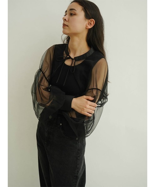FIKA.(フィーカ)の「Ribbon tulle bolero(その他トップス・レディース・ブラック/ベージュ・FREE)」の10枚目の写真