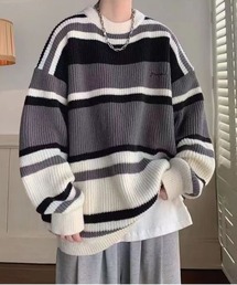 NEW GENTLEMAN（ニュージェントルマン）の「エディー アゼ マルチボーダー オーバーサイズニット（ニット/セーター）」