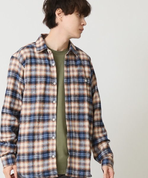 ARCADE（アーケード）の「ヴィンテージテイスト フランネルチェックシャツ（シャツ/ブラウス・メンズ・イエロー系1/ブラック系1/ブラック系3/グリーン系2/ブラック系2/グリーン系1/ワイン/レッド系1/ブラック系4/ベージュ系1/ホワイト系1/ブラック系5/レッド系2/レッド系3/チャコール・M/L/XL）」の9枚目の写真