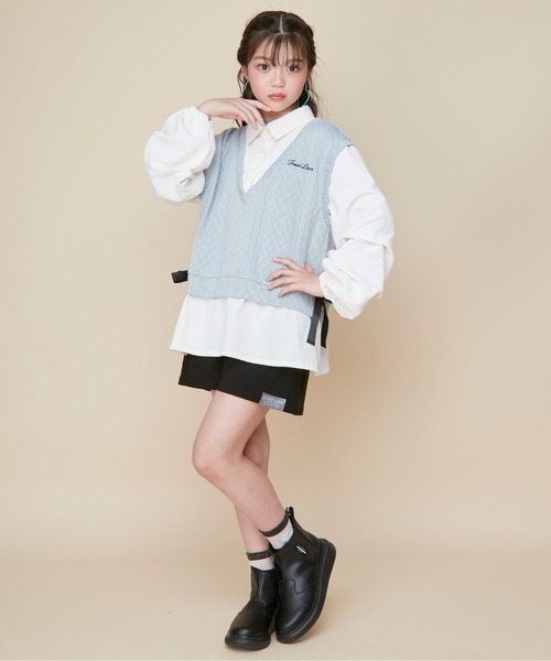 JENNI love(ジェニィラブ)の「ベストドッキングボリューム袖シャツ(シャツ/ブラウス・キッズ・アイボリー/ブラック/サックスブルー・160cm/150cm/140cm/130cm)」の12枚目の写真