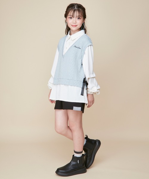 JENNI love(ジェニィラブ)の「ベストドッキングボリューム袖シャツ(シャツ/ブラウス・キッズ・アイボリー/ブラック/サックスブルー・160cm/150cm/140cm/130cm)」の10枚目の写真