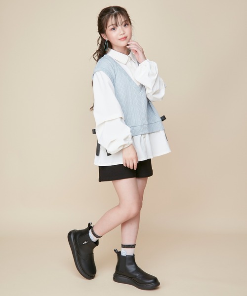 JENNI love(ジェニィラブ)の「ベストドッキングボリューム袖シャツ(シャツ/ブラウス・キッズ・アイボリー/ブラック/サックスブルー・160cm/150cm/140cm/130cm)」の11枚目の写真