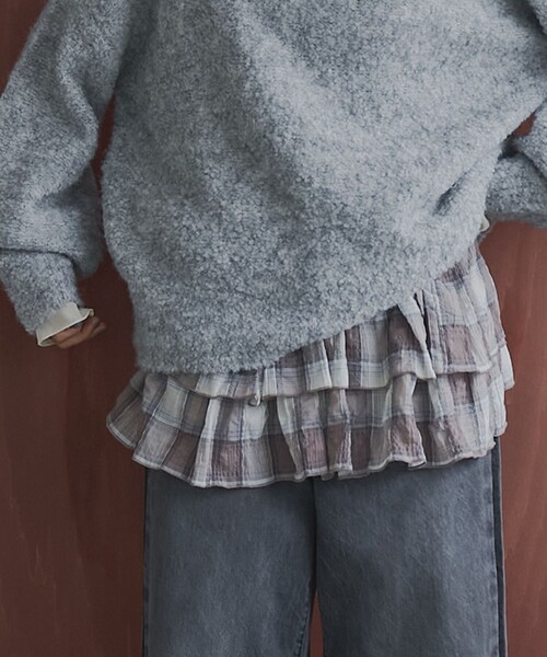 coen(コーエン)の「オンブレチェックサッカーキャミソールトップス(キャミソール・レディース・ブラウン/ダークグレー・FREE)」の5枚目の写真