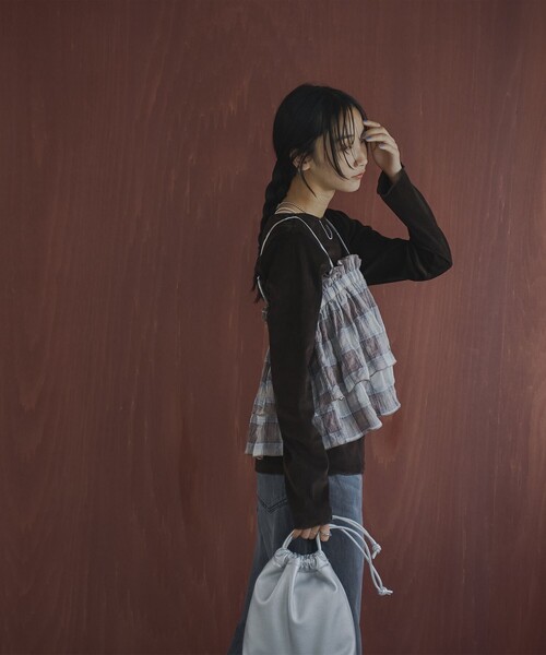 coen(コーエン)の「オンブレチェックサッカーキャミソールトップス(キャミソール・レディース・ブラウン/ダークグレー・FREE)」の11枚目の写真