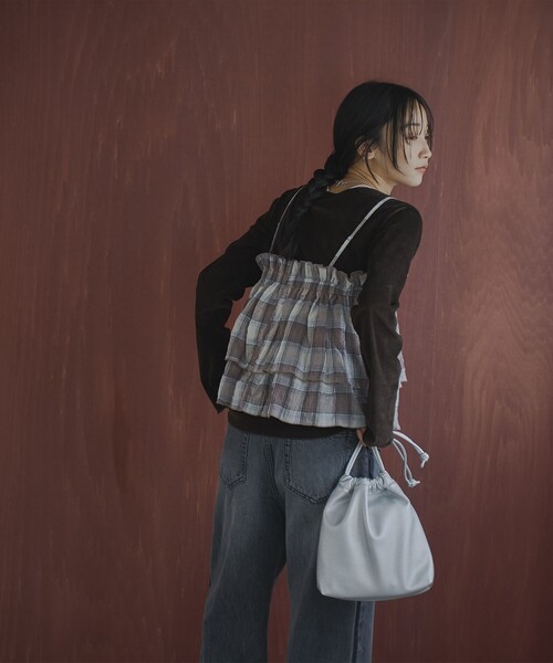 coen(コーエン)の「オンブレチェックサッカーキャミソールトップス(キャミソール・レディース・ブラウン/ダークグレー・FREE)」の12枚目の写真