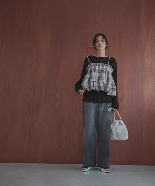 coen(コーエン)の「オンブレチェックサッカーキャミソールトップス(キャミソール・レディース・ブラウン/ダークグレー・FREE)」の16枚目の写真