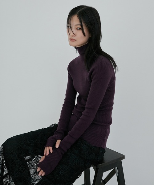 LE CIEL BLEU（ルシェルブルー）の「ホールガーメントタートルニット / Wholegarment Turtle Knit（ニット/セーター・レディース・ターコイズブルー/オフホワイト/グレー/ブラック/レッド/パープル・36）」の5枚目の写真