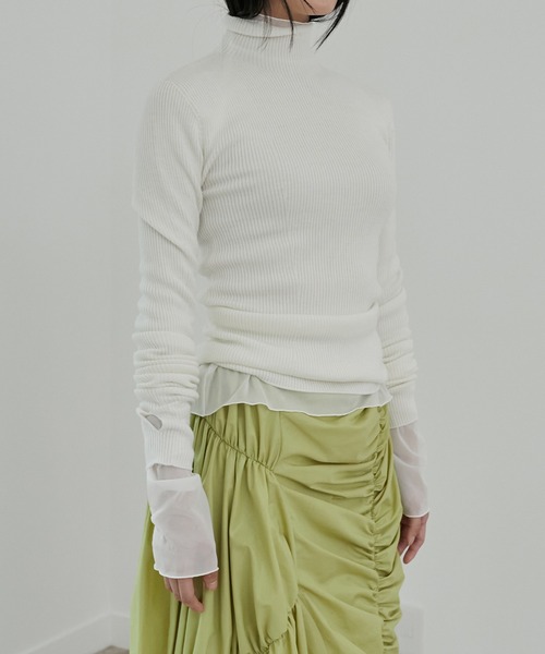 LE CIEL BLEU（ルシェルブルー）の「ホールガーメントタートルニット / Wholegarment Turtle Knit（ニット/セーター・レディース・ターコイズブルー/オフホワイト/グレー/ブラック/レッド/パープル・36）」の11枚目の写真