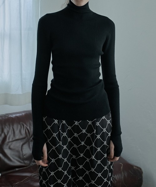 LE CIEL BLEU（ルシェルブルー）の「ホールガーメントタートルニット / Wholegarment Turtle Knit（ニット/セーター・レディース・ターコイズブルー/オフホワイト/グレー/ブラック/レッド/パープル・36）」の18枚目の写真