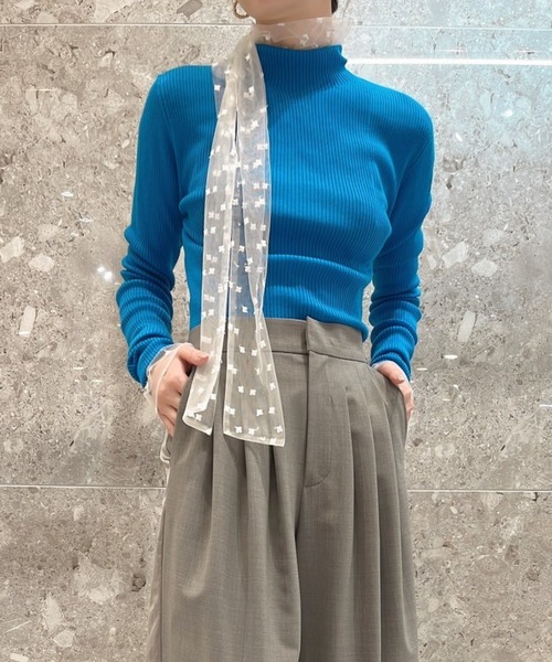 LE CIEL BLEU（ルシェルブルー）の「ホールガーメントタートルニット / Wholegarment Turtle Knit（ニット/セーター・レディース・ターコイズブルー/オフホワイト/グレー/ブラック/レッド/パープル・36）」の7枚目の写真