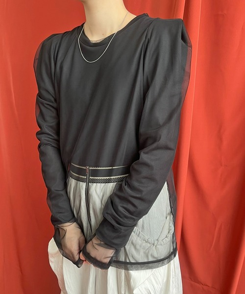 LHELBIE（レルビエ）の「シアーレイアードドッキングトップス（Tシャツ/カットソー・レディース・ブルー系その他/ブラック/アイボリー/ピンク系その他・M）」の3枚目の写真