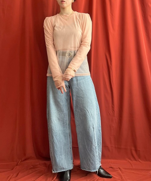 LHELBIE（レルビエ）の「シアーレイアードドッキングトップス（Tシャツ/カットソー・レディース・ブルー系その他/ブラック/アイボリー/ピンク系その他・M）」の6枚目の写真