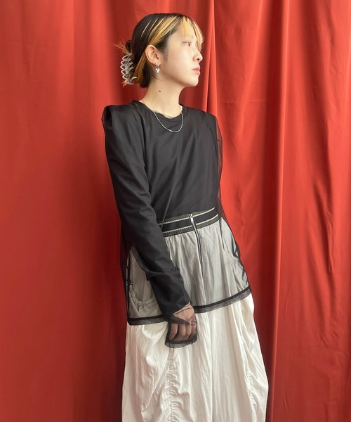 LHELBIE（レルビエ）の「シアーレイアードドッキングトップス（Tシャツ/カットソー・レディース・ブルー系その他/ブラック/アイボリー/ピンク系その他・M）」の18枚目の写真