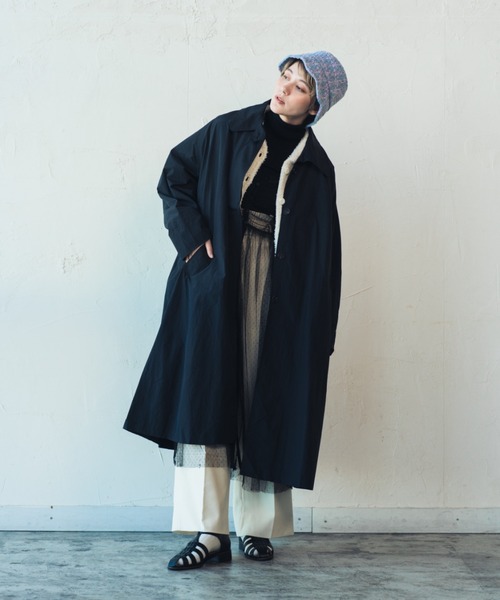 ORIENT MILLINERY（オリエント ミリナリー）の「STAND FALL COLLAR COAT| ステンカラーロングコート（ステンカラーコート・レディース・ブラック/グレー・FREE）」の11枚目の写真