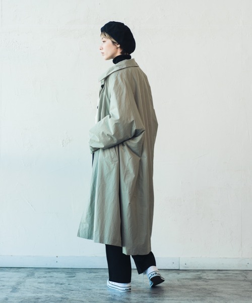 ORIENT MILLINERY（オリエント ミリナリー）の「STAND FALL COLLAR COAT| ステンカラーロングコート（ステンカラーコート・レディース・ブラック/グレー・FREE）」の15枚目の写真