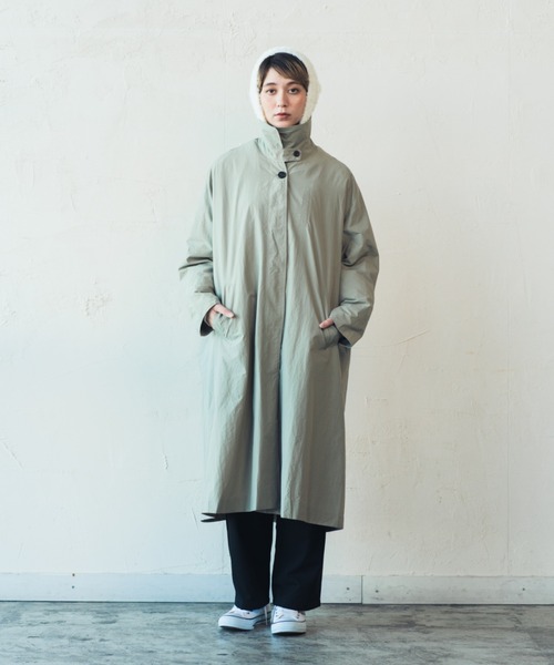 ORIENT MILLINERY（オリエント ミリナリー）の「STAND FALL COLLAR COAT| ステンカラーロングコート（ステンカラーコート・レディース・ブラック/グレー・FREE）」の22枚目の写真
