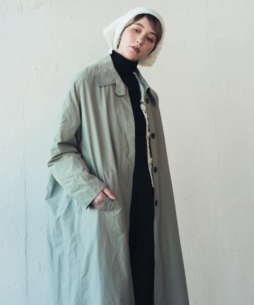 ORIENT MILLINERY（オリエント ミリナリー）の「STAND FALL COLLAR COAT| ステンカラーロングコート（ステンカラーコート・レディース・ブラック/グレー・FREE）」の20枚目の写真