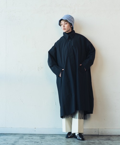 ORIENT MILLINERY（オリエント ミリナリー）の「STAND FALL COLLAR COAT| ステンカラーロングコート（ステンカラーコート・レディース・ブラック/グレー・FREE）」の12枚目の写真