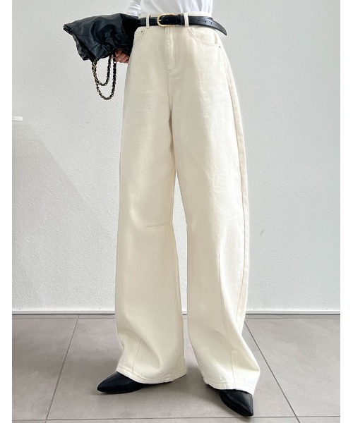 Re:EDIT（リエディ）の「[楽な穿き心地で体型カバー][2025 SUMMER COLLECTION][低身長/高身長サイズ有][全骨格細見え]ウォッシュ加工コットンツイルバレルレッグパンツ（その他パンツ・レディース・ブルー/ブラウン/ブラック/ライトピンク/ホワイト/グレー・SHORT/MEDIUM/TALL/LARGE）」の19枚目の写真