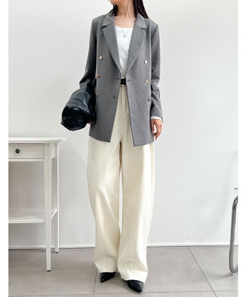 Re:EDIT（リエディ）の「[楽な穿き心地で体型カバー][2025 SUMMER COLLECTION][低身長/高身長サイズ有][全骨格細見え]ウォッシュ加工コットンツイルバレルレッグパンツ（その他パンツ・レディース・ブルー/ブラウン/ブラック/ライトピンク/ホワイト/グレー・SHORT/MEDIUM/TALL/LARGE）」の22枚目の写真