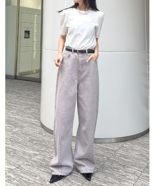 Re:EDIT（リエディ）の「[楽な穿き心地で体型カバー][2025 SUMMER COLLECTION][低身長/高身長サイズ有][全骨格細見え]ウォッシュ加工コットンツイルバレルレッグパンツ（その他パンツ・レディース・ブルー/ブラウン/ブラック/ライトピンク/ホワイト/グレー・SHORT/MEDIUM/TALL/LARGE）」の11枚目の写真