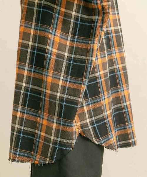 KBF（ケイビーエフ）の「カットオフルーズチェックシャツ（シャツ/ブラウス・レディース・ブラック/グレー/チャコールグレー・ONE）」の9枚目の写真