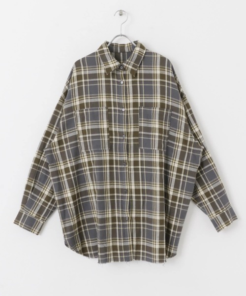 KBF（ケイビーエフ）の「カットオフルーズチェックシャツ（シャツ/ブラウス・レディース・ブラック/グレー/チャコールグレー・ONE）」の10枚目の写真