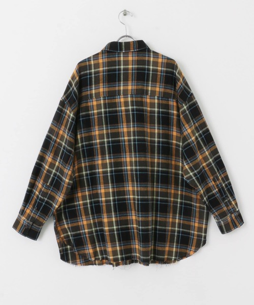 KBF（ケイビーエフ）の「カットオフルーズチェックシャツ（シャツ/ブラウス・レディース・ブラック/グレー/チャコールグレー・ONE）」の14枚目の写真