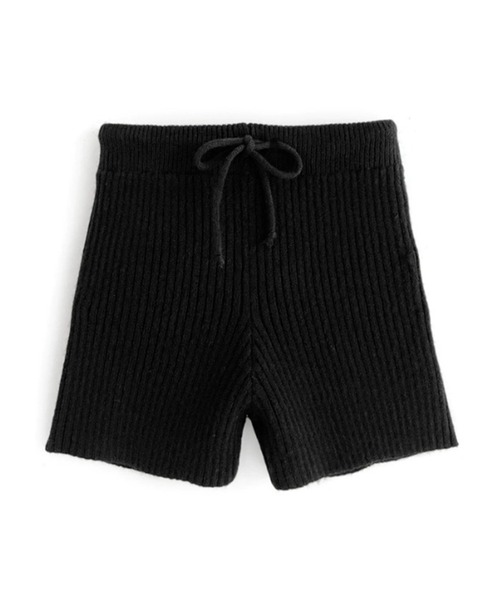 ALLuRing ChaRm(アリュリングチャーム)の「Rib Knit Short Pants / リブニットショートパンツ(スウェットパンツ・レディース・グレー/ブラック/ホワイト・FREE)」の2枚目の写真