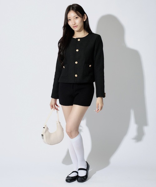 ALLuRing ChaRm(アリュリングチャーム)の「Rib Knit Short Pants / リブニットショートパンツ(スウェットパンツ・レディース・グレー/ブラック/ホワイト・FREE)」の8枚目の写真