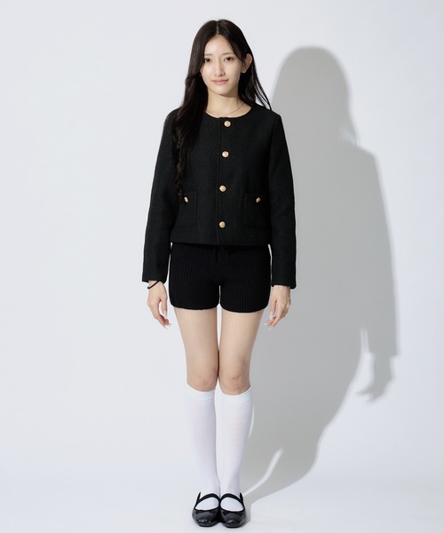 ALLuRing ChaRm(アリュリングチャーム)の「Rib Knit Short Pants / リブニットショートパンツ(スウェットパンツ・レディース・グレー/ブラック/ホワイト・FREE)」の7枚目の写真